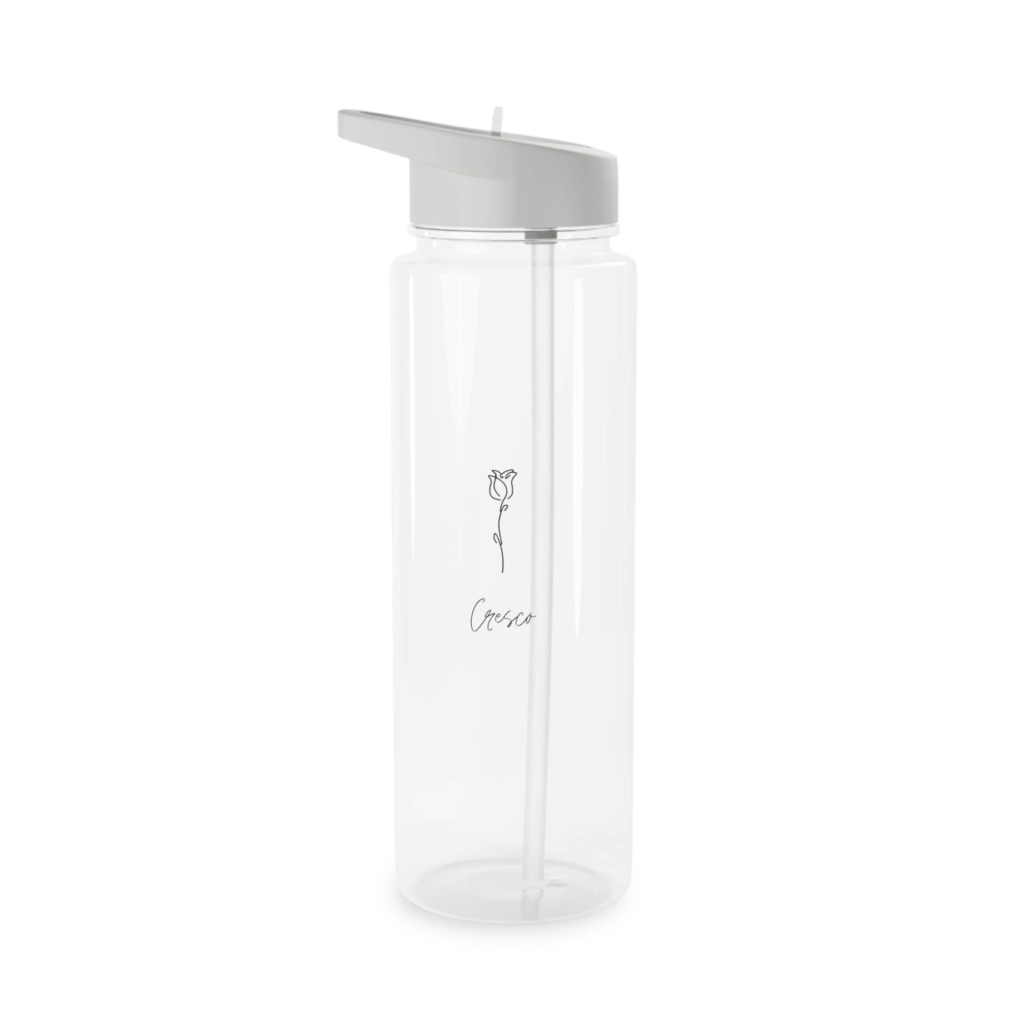 Tritan Water Bottle — Minimal Rose Line Art 'Cresca' | Clear Sports Bottle with Straw