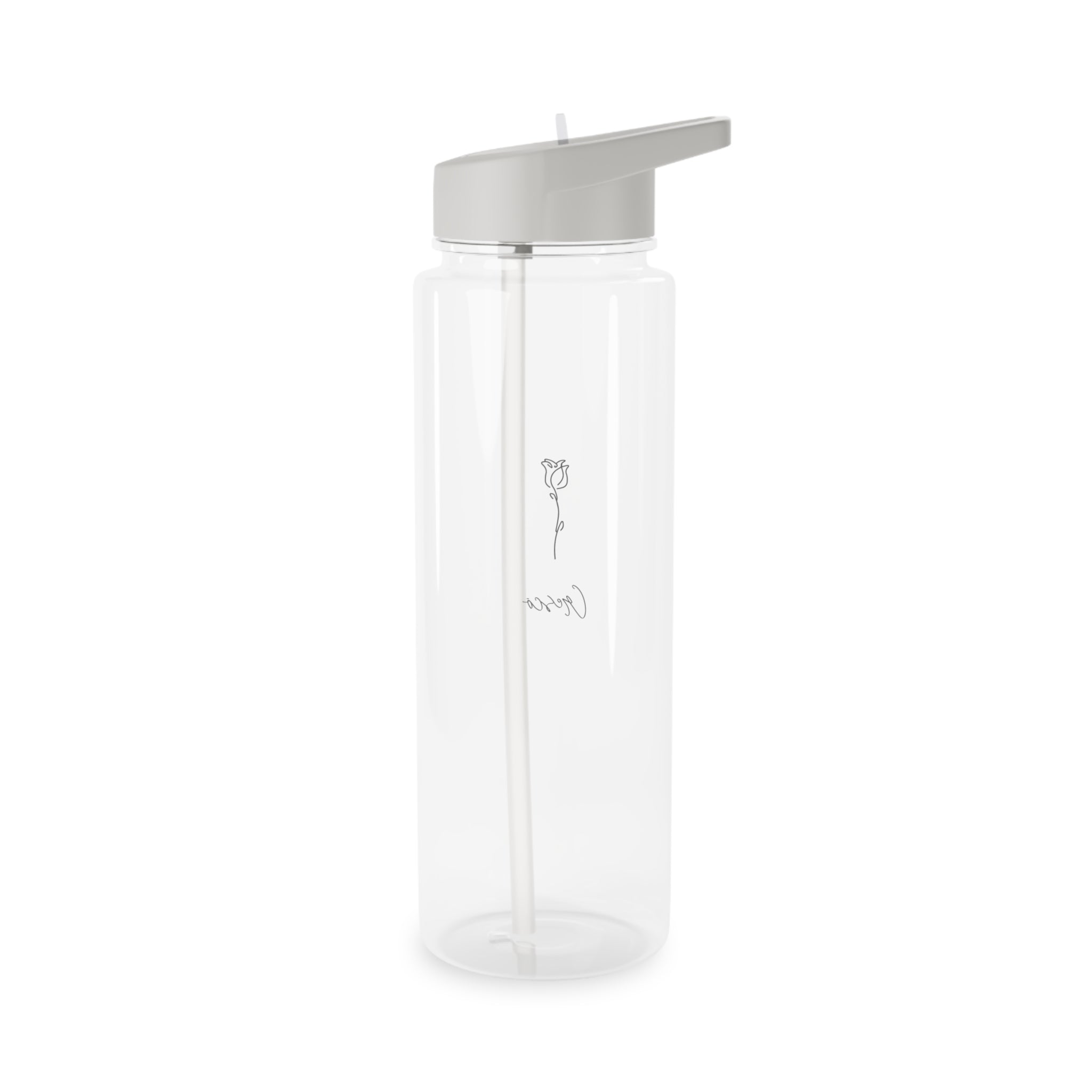 Tritan Water Bottle — Minimal Rose Line Art 'Cresca' | Clear Sports Bottle with Straw